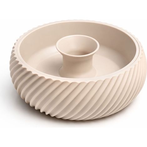Bol para aperitivos 2 en 1 de color beige con recipiente tipo concha para frutos secos. (1/3)