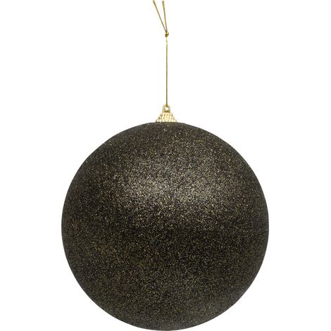 Déco Sapin Boule de Noël XL D 15 cm Noir pailleté - Feeric Christmas