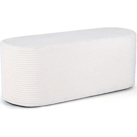 Panca pouf in velluto a coste, 120 cm, beige, imbottitura in schiuma ad alta densità.