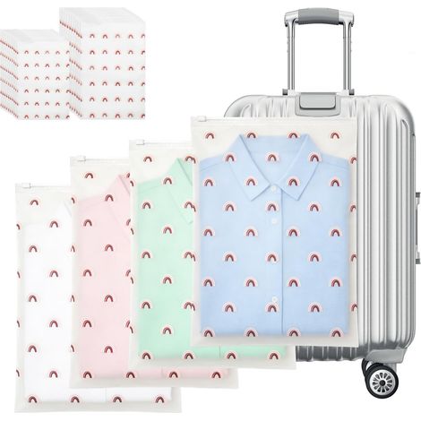 20 Pièces Sac Zipper Voyage Pochette, Sac de Rangement valise, Pochette Voyage Vetement Sac de Rangement Transparent pour Chaussures, Cosmétique (Arc-en-ciel) (1/5)