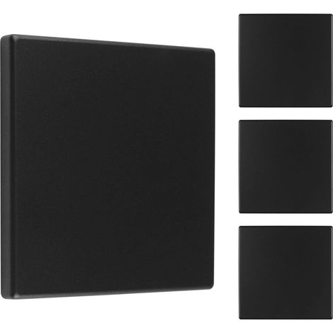 4 pièces Couverture murale vierge, Plaque murale en plastique sans vis, Couvercle de prise murale vierge, Couvertures électriques pour prises ou interrupteurs inutilisés (Noir, 86 mm) (1/5)