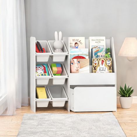 Meuble de rangement enfant en MDF et plastique 6 bacs 3 étagères (1/5)