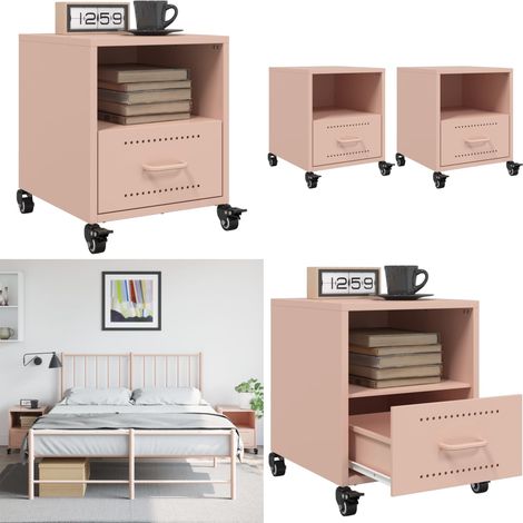 vidaXL Nachttische 2 Stk. Rosa 36x39x43,5 cm Stahl (1/5)