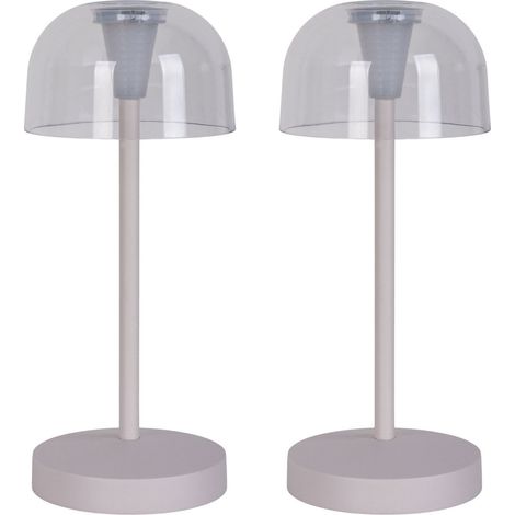 Lot de 2 Lampes de Table LED sans Fil Extérieur et Intérieur Métal Plastique Blanc H18,5 cm - PANGIVO (1/5)