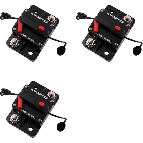 Boîte à fusibles étanche 12-24 V CC pour voiture, bateau ou autre véhicule, avec 3 fusibles de 200 A à réarmement automatique. (1/2)