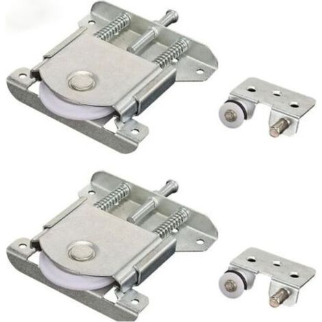 Paire de roulettes pour portes coulissantes, roulettes pour placards, fenêtres et portes coulissantes (argent) (1/4)