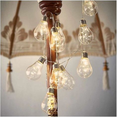 Guirlande Lumineuse Fil De Cuivre - 4 Mètres - 10 Ampoules Blanc Froid - Piles AA - Intérieur Extérieur (1/5)