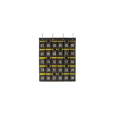 Étagère murale/de porte avec poches numérotées pour ranger les fournitures scolaires et les téléphones portables (36 poches, gris) (1/5)