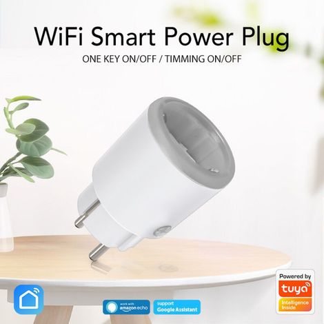 Prise connectée WIFI conforme aux normes européennes, version haute puissance 16 A avec compteur, contrôle à distance via application mobile et statistiques de consommation électrique. (1/5)