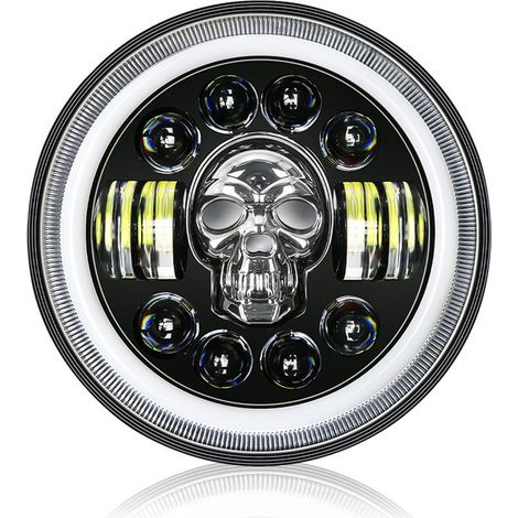 Phare de moto rond RVB de 7 pouces avec œil d'ange étanche IP67 avec plusieurs modes d'éclairage pour véhicule tout-terrain 12-80 V (1/5)