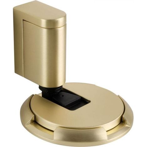Magnetic door stop made of brushed gold zinc alloy, solid magnetic door stop with adhesive and screws, 1 piece (1/4)