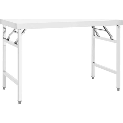 Table de travail pliable de cuisine-Plan de travail de cuisine-Îlot de cuisine 120x60x80 cm Inox (1/5)