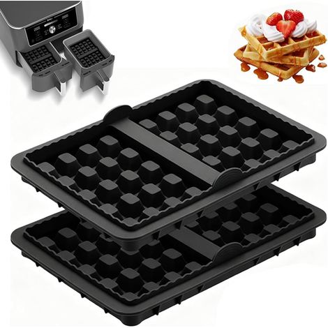Lot de 2 inserts gaufrés pour friteuse à air chaud, accessoires Airfryer, moule gaufré belge en silicone, compatible avec Ninja AF300EU, AF400EU, AF451EU, AF500DE, SL400EU (1/5)