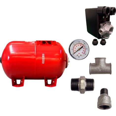 LBP – Kit réservoir vessie horizontal 100L – Pressostat automatique – Manomètre pour suivi précis – Adaptateurs galvanisés inclus (1/5)