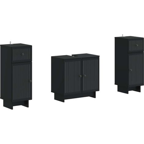 3-teiliges Badezimmer-Schranksystem EDE Schwarz Holzwerkstoff vidaXL (1/5)