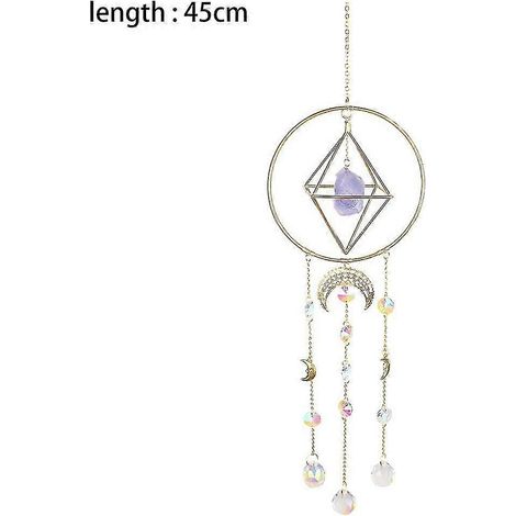 Ornement de fenêtre Rainbow Maker en cristal à phase lunaire plaqué or - violet (1/3)