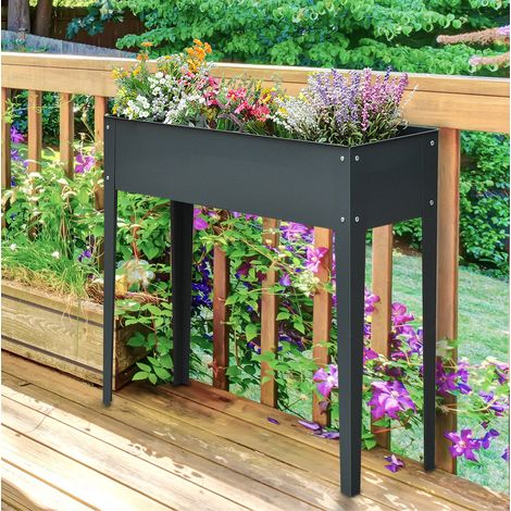 Rialzo da giardino 100x30x80 cm, per erbe, ortaggi e fiori, altezza pratica, metallo, grigio scuro (1/5)