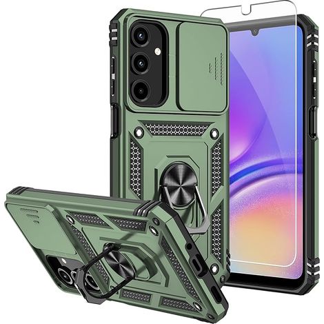 Coque de téléphone pour Galaxy A16 5G de qualité Militaire testée Contre Les Chutes de 4,9 m, avec protecteurs d'écran et Protection pour Appareil Photo, béquille rotative à 360°, Vert Olive (1/5)
