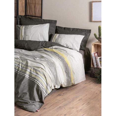 Juego de cama - 1 funda nórdica 220 x 240 cm + 2 fundas de almohada 60 x 60 cm - 100% algodón reforzado - Visón