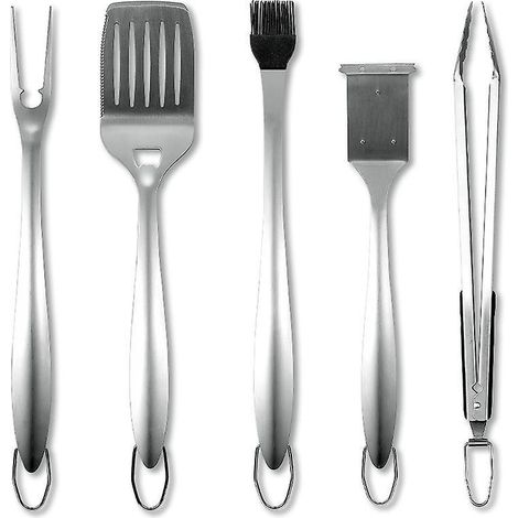 lot De 5 Ustensiles De Barbecue En Acier Inoxydable Avec  , Kit D'outils De Barbecue Avec Pince, Spatule, Fourchette, Accessoires De Barbecue Pour