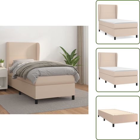 Sommier à lattes de lit avec matelas Cappuccino 90x190 cm - Lit Plateforme - Lit Double - Literie - Chambre À Coucher - Meuble De Rangement (1/5)