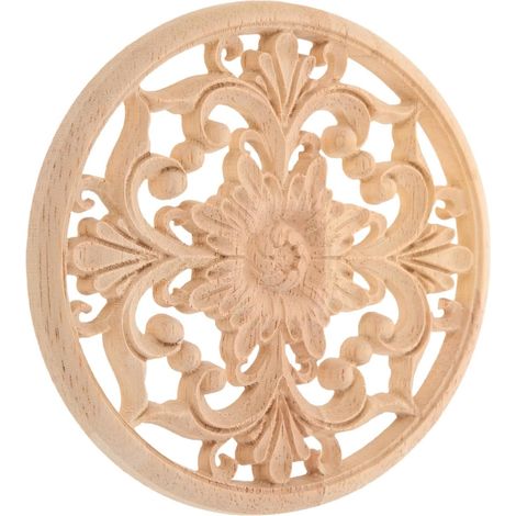 Applique décorative ronde en bois sculpté, 12 x cm, pour portes (1/5)