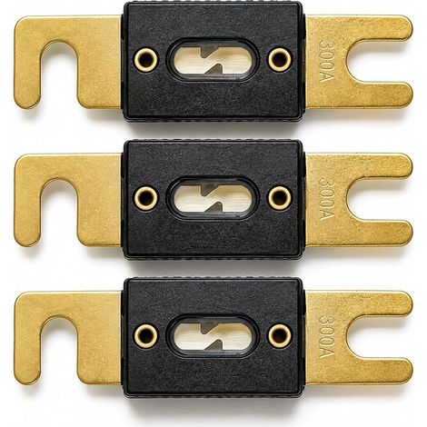 Fusible ANL 300A Cuivre Anti Chute de Tension, Lot de 3 Fusibles Plats 32V DC pour Système Audio Voiture, Camping-Car, Batterie, Câble et Régulateur, Dissipation Thermique Haute