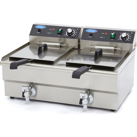 Friteuse double - Électrique - 2x16 litres - Robinet de vidange - Zone froide - Maxima (1/5)