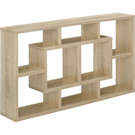 Estantería de pared de diseño con 8 baldas de almacenaje 85 cm efecto haya 030001736 (1/2)