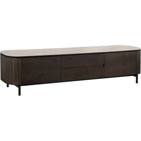 Armoire TV élégante 2 portes 1 tiroir bois foncé - Bois foncé chaleureux (1/3)