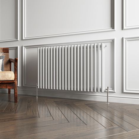 Traditional 3 Column White Radiator (600mm H × 1010mm W) – 6548 BTU / 1919W – Cast Iron Style (1/5)