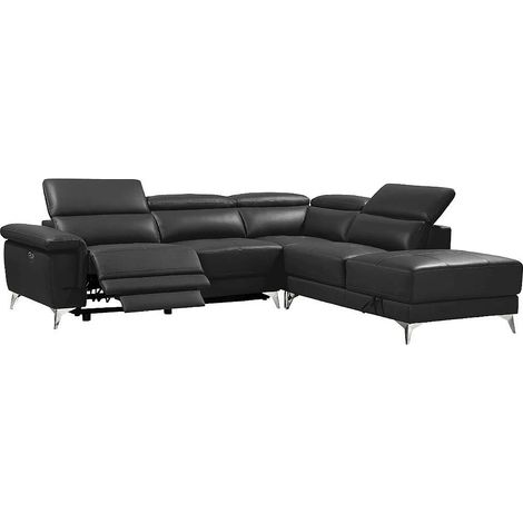 Divano angolare relax elettrico in pelle Antracite - Angolo a destra - PASCALINE (1/5)