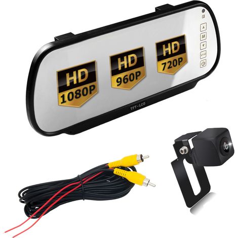 Monitor per auto full mirror AHD LCD 7 FULLHD + telecamera con alloggiamento in metallo AHD720P sotto la targa
