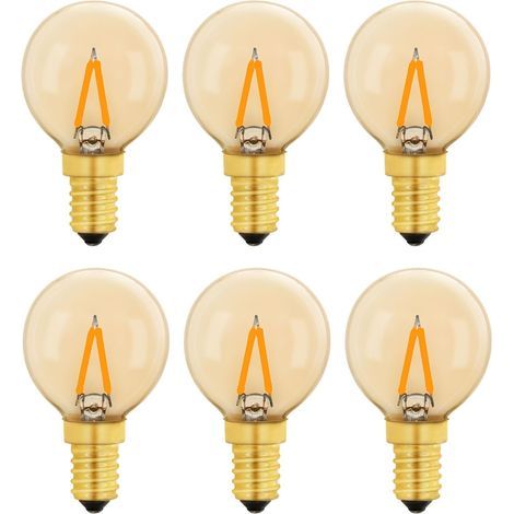 G40 Vintage Mini Ampoule E14 LED 1W, Ambre Edison Ampoule E14 de Remplacement 10W pour Lumières Décoratives, Blanc Chaud 2200K, Non Dimmable, Lot de 6 (1/5)