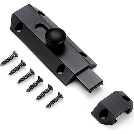 Loquet de verrouillage de scurit avec targette en laiton pais pur loquet de portail ultra rsistant noir (1/4)