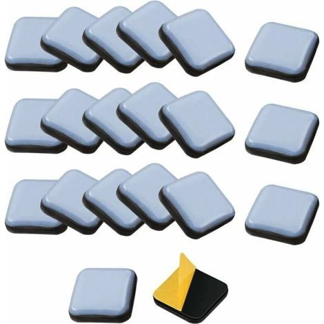 Deslizadores autoadhesivos para muebles de 25×25 mm, 24 unidades, deslizadores cuadrados de teflón para sillas, sofás, escritorios, mesas y sillones. (1/4)