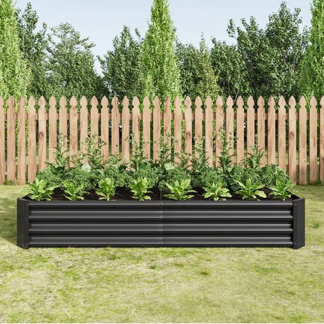 Bancal elevado 180x91x30 cm negro de metal galvanizado con base abierta (1/5)