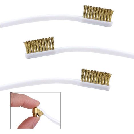 Lot de 3 brosses métalliques en laiton, mini brosses de nettoyage pour éliminer la rouille, les taches et les champignons, brosses métalliques contre la poussière de soudure des imprimantes 3D (1/5)