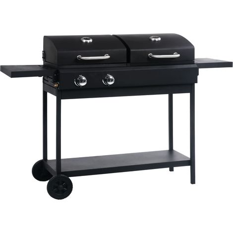 Gas- und Holzkohle-Grill mit 2 Brennern