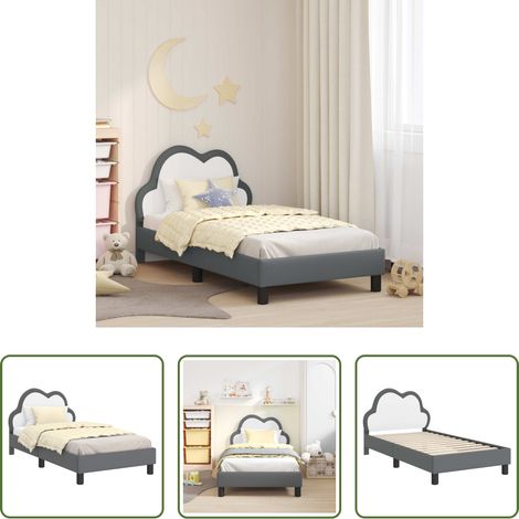 vidaXL Kopfteil -  Kinderbettgestell mit Kopfteil Hellgrau 80 x 160 cm PU
