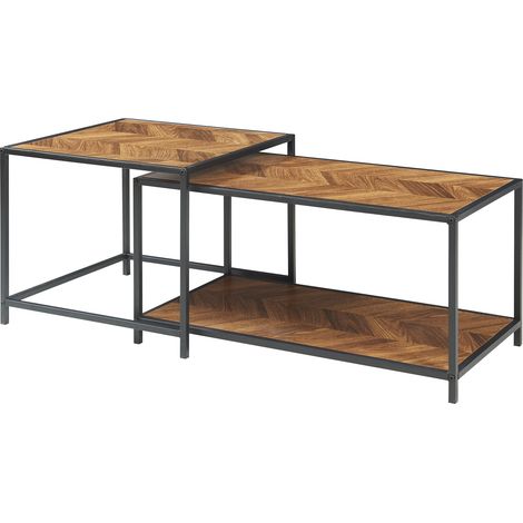 Ensemble de 2 tables basses gigognes MDF marron