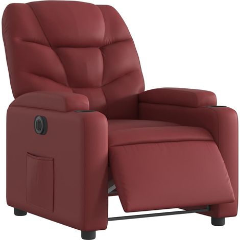 vidaXL Poltrona Reclinabile Elettrica Rosso Vino in Similpelle (1/5)