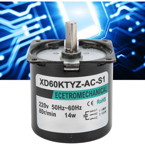 Moteur synchrone à courant alternatif XD60KTYZ+ avec support, 14 W, à aimant permanent, à faible vitesse, bidirectionnel, à couple élevé et à arbre excentrique, 80 tr/min, 220 V CA. (1/5)