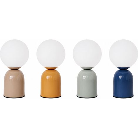 4er Set Tischlampen mit Kugelschirm und unifarbenem Fuß 22 cm (1/4)