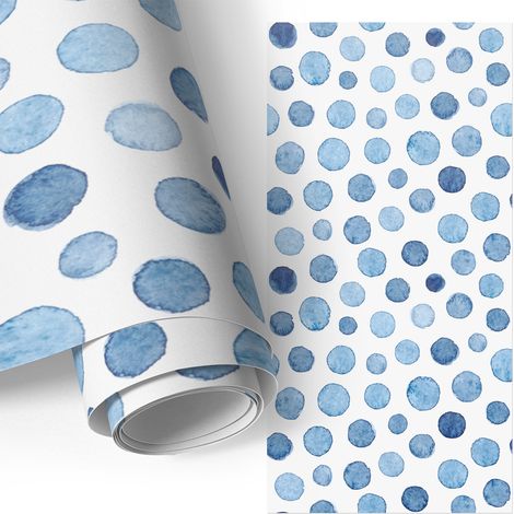 Klebefolie für Möbel - Möbelfolie - Selbstklebende - für Küche - Küchenfronten - Küchenschränke - Blaue Punkte 50x100 cm