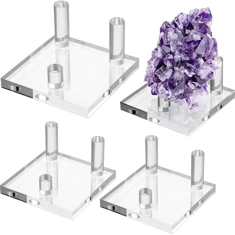 Set mit 4 transparenten Acryl-Präsentationsständern – Dreipunkt-Präsentationsständer für fossile Korallengeoden, Mineralsteine, Achatmineralien, kleine Sammlerstücke (1/5)