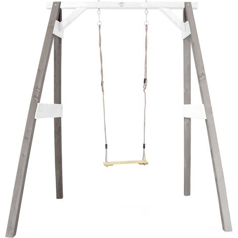 Axi Portique En Bois Fsc Gris / Blanc Avec Balançoire Enfant Balançoire Pour L’Extérieur / Le Jardin (1/5)