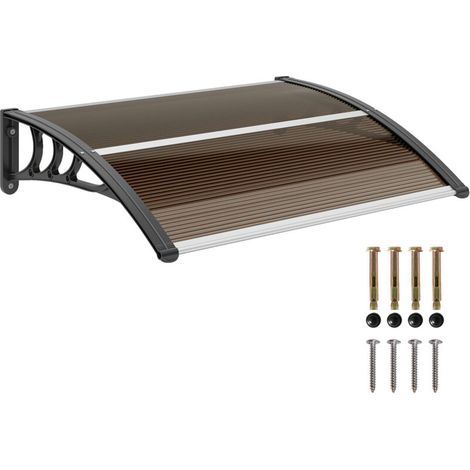 Pergola de terrasse imperméable et anti-UV en polycarbonate et aluminium 75x100x23 cm marron noir (1/5)