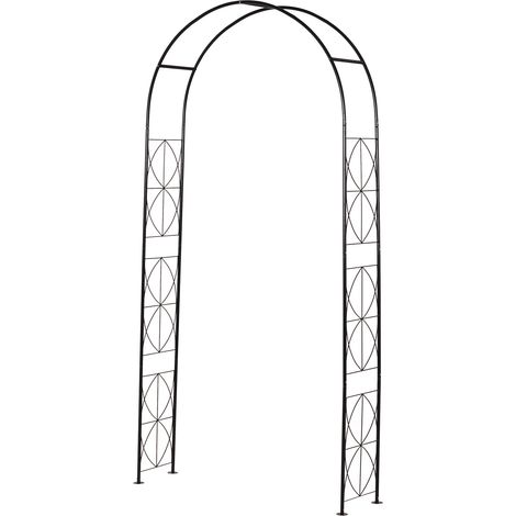 Arche de treillage pour plantes, treillis de jardin, toit en métal noir 114 x 30 x 230 cm (1/5)