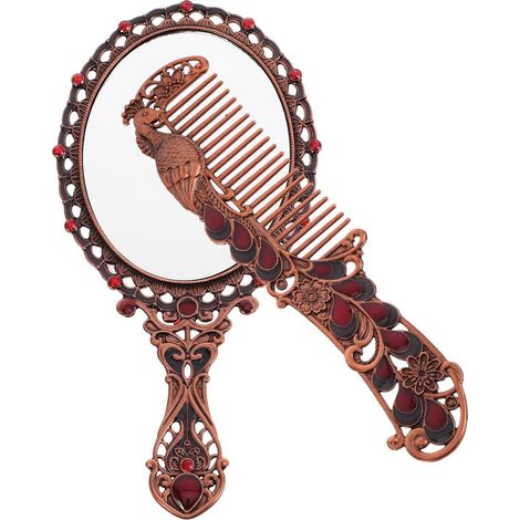 Miroir de Maquillage avec Poignée Vintage en Alliage de Zinc Portable Facile à Transporter, Utilisation Quotidienne la Chambre (1/5)